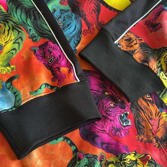 Multicolor Tiger Print Men's Hoodie - Picture 14 of 16